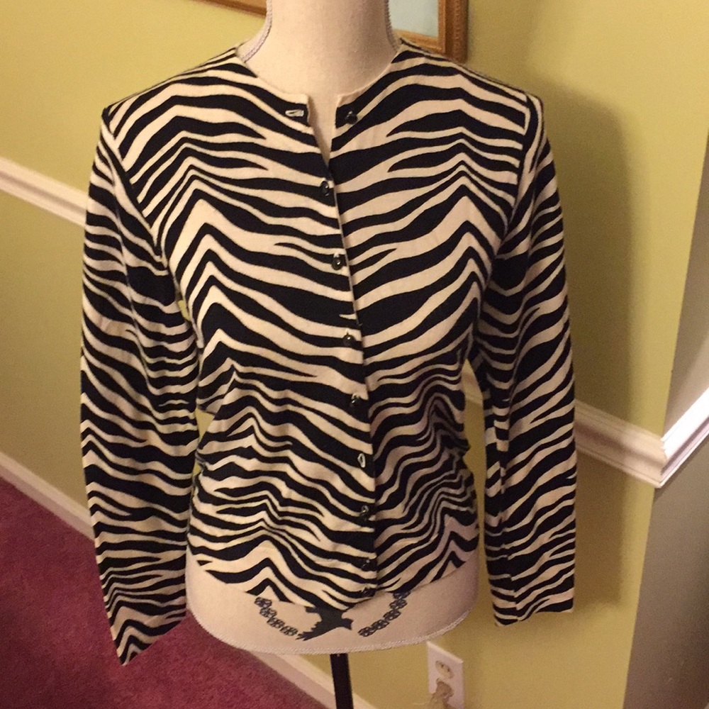 Zebra Animal Print Cotton Cardigan Med